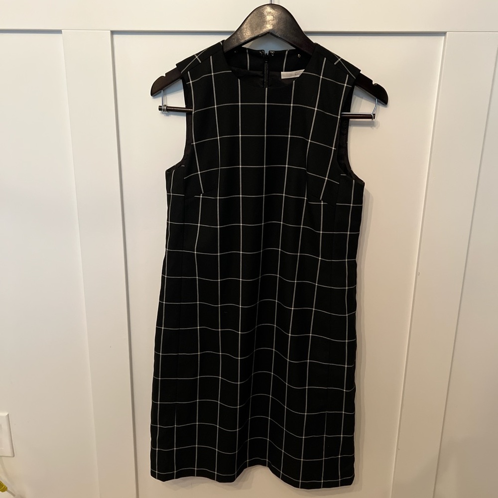 Halogen Black and White Grid Midi Dress